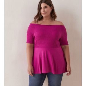 Smocked off shoulder plus top size X